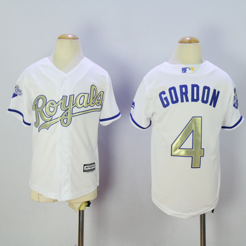 Youth Kansas City Royals #4 Gordon White Champion MLB Jerseys->youth mlb jersey->Youth Jersey